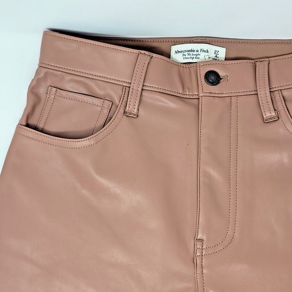 Abercrombie & Fitch The 90s Straight Ultra High Rise Vegan Leather Pants Sz 27/4 - Picture 2 of 10